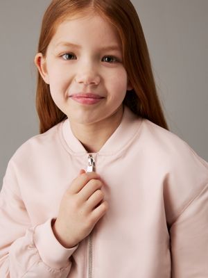 peach whip boxy satin bomber jacket for girls calvin klein jeans