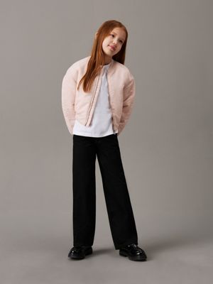 peach whip boxy satin bomber jacket for girls calvin klein jeans