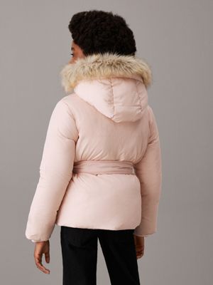 Calvin klein jeans reversible logo hooded padded jacket in pink sale