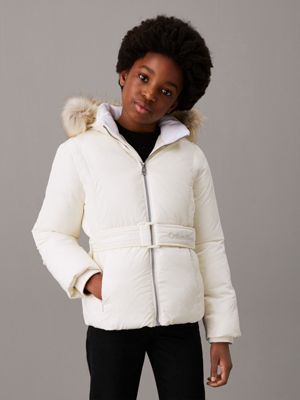 Bubble jacket with fur hood on sale