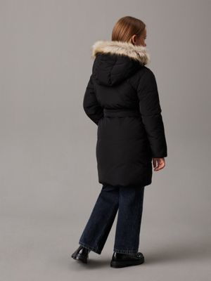 doudoune avec ceinture black pour filles calvin klein jeans