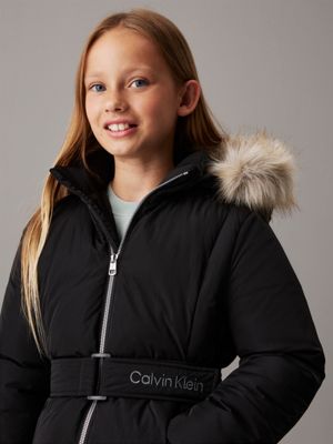 ck black belted puffer coat for girls calvin klein jeans