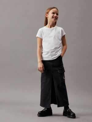 bright white slim soft drape t-shirt for girls calvin klein jeans