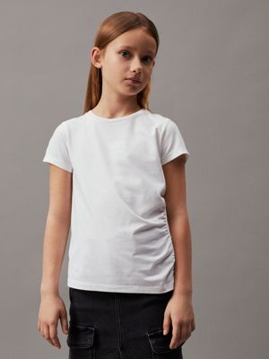 white slim soft drape t-shirt for girls calvin klein jeans