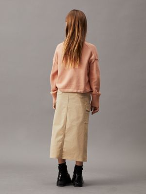 pale khaki straight maxi cargo skirt for girls calvin klein jeans