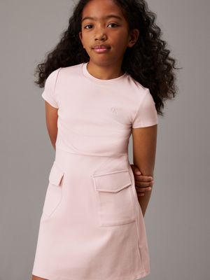 peach whip flared punto pocket dress for girls calvin klein jeans