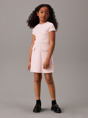 peach whip flared punto pocket dress for girls calvin klein jeans