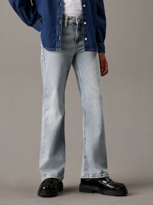 light blue high rise wide leg jeans for girls calvin klein jeans