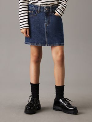 dark blue slim denim mini skirt for girls calvin klein jeans