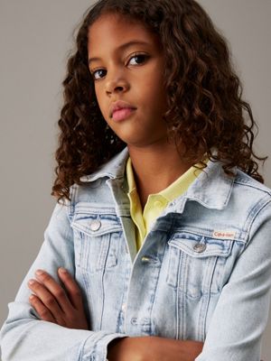 clean sky blue denim trucker jacket for girls calvin klein jeans