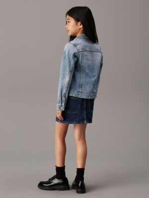 authentic cloudy blue slim denim trucker jacket for girls calvin klein jeans