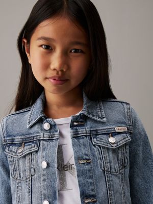 authentic cloudy blue slim denim trucker jacket for girls calvin klein jeans