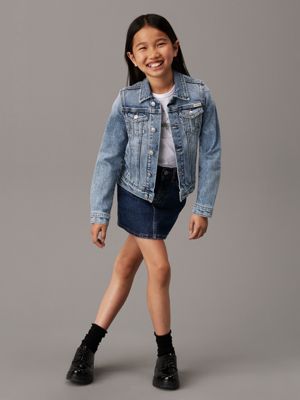 authentic cloudy blue slim denim trucker jacket for girls calvin klein jeans