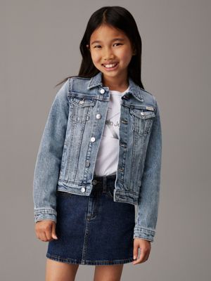 mid blue slim denim trucker jacket for girls calvin klein jeans