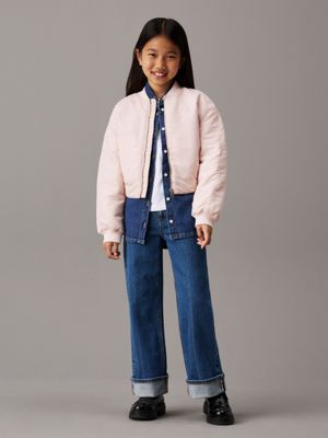 selvedge blue high rise relaxed jeans voor meisjes - calvin klein jeans