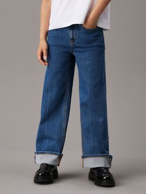 denim high rise relaxed jeans voor meisjes - calvin klein jeans
