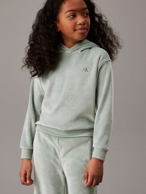 jadeite velvet fleece tracksuit for girls calvin klein jeans