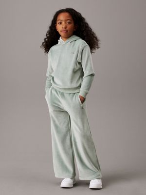 grey velvet fleece tracksuit for girls calvin klein jeans