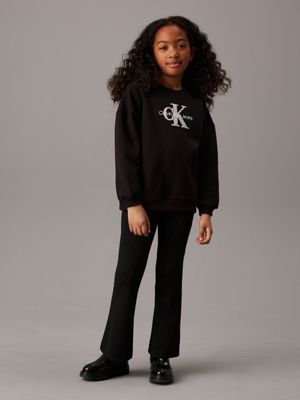 ck black flared pinstripe trousers for girls calvin klein jeans