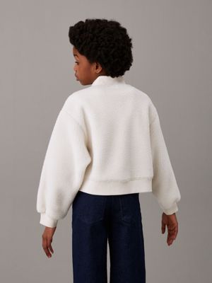 ivory teddy half zip sweatshirt for girls calvin klein jeans