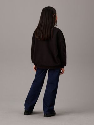 ck black oversized fleece logo sweatshirt for girls calvin klein jeans