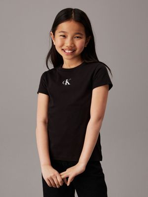 pink logo aop / ck black 2 pack slim logo t-shirts for girls calvin klein jeans