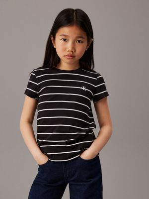 black stripe / ivory 2 pack slim t-shirts for girls calvin klein jeans