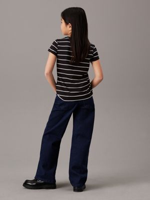 black stripe / ivory 2 pack slim t-shirts for girls calvin klein jeans