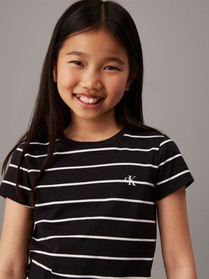 black stripe / ivory 2 pack slim t-shirts for girls calvin klein jeans