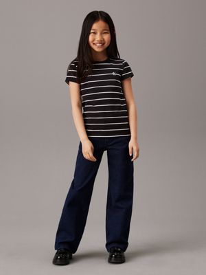 black stripe / ivory 2 pack slim t-shirts for girls calvin klein jeans