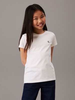 black stripe / ivory 2 pack slim t-shirts for girls calvin klein jeans