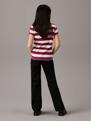 lot de 2 t-shirts slim bright white/ rich cherry stripe pour filles calvin klein jeans