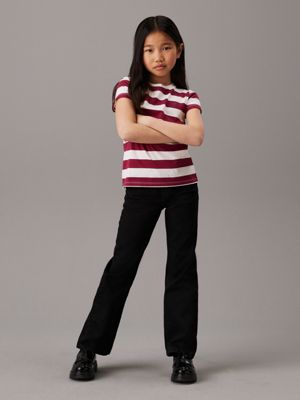 lot de 2 t-shirts slim bright white/ rich cherry stripe pour filles calvin klein jeans