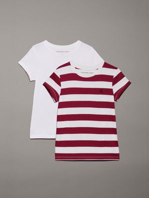 red 2 pack slim t-shirts for girls calvin klein jeans