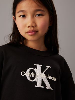 ck black oversized logo t-shirt for girls calvin klein jeans