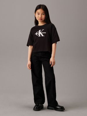 ck black oversized logo t-shirt for girls calvin klein jeans