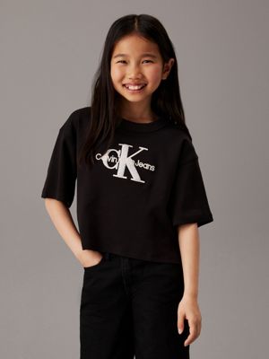 black oversized logo t-shirt for girls calvin klein jeans