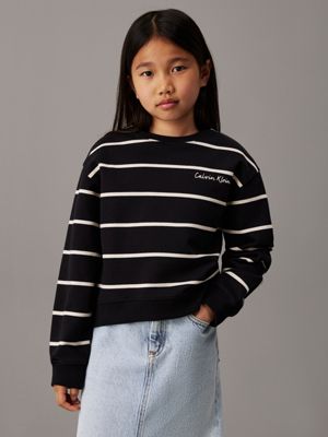 multi boxy striped sweatshirt for girls calvin klein jeans