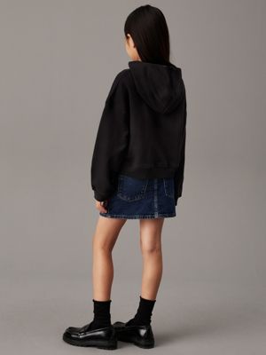 black boxy logo hoodie for girls calvin klein jeans