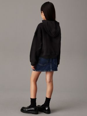 ck black boxy logo hoodie for girls calvin klein jeans