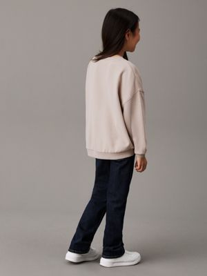 grey relaxed sweatshirt met logo voor meisjes - calvin klein jeans