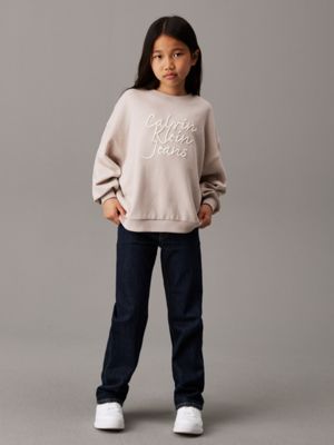 chateau gray relaxed logo sweatshirt for girls calvin klein jeans