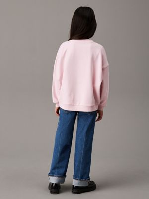 chalk pink relaxed logo sweatshirt for girls calvin klein jeans