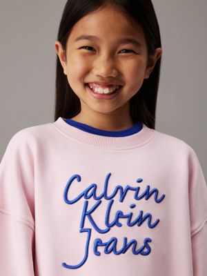 chalk pink relaxed logo sweatshirt for girls calvin klein jeans