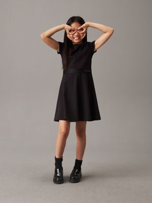 black slim milano flared dress for girls calvin klein jeans