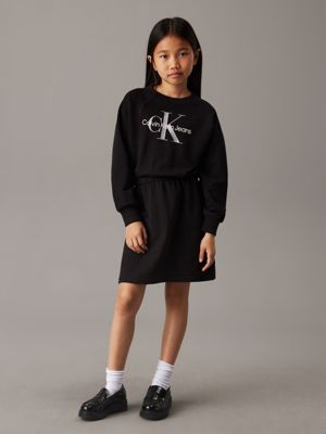 black logo sweatshirt dress for girls calvin klein jeans