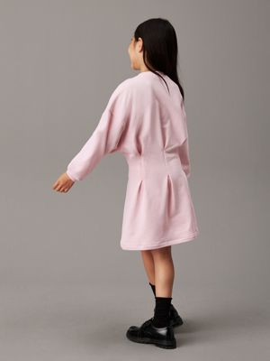 chalk pink pleated logo sweatshirt dress for girls calvin klein jeans