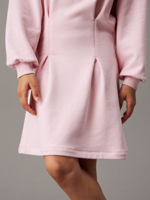 chalk pink pleated logo sweatshirt dress for girls calvin klein jeans