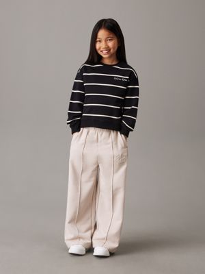 chateau gray wide leg logo joggers for girls calvin klein jeans