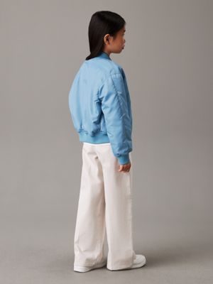 grey high rise wide leg chino trousers for girls calvin klein jeans